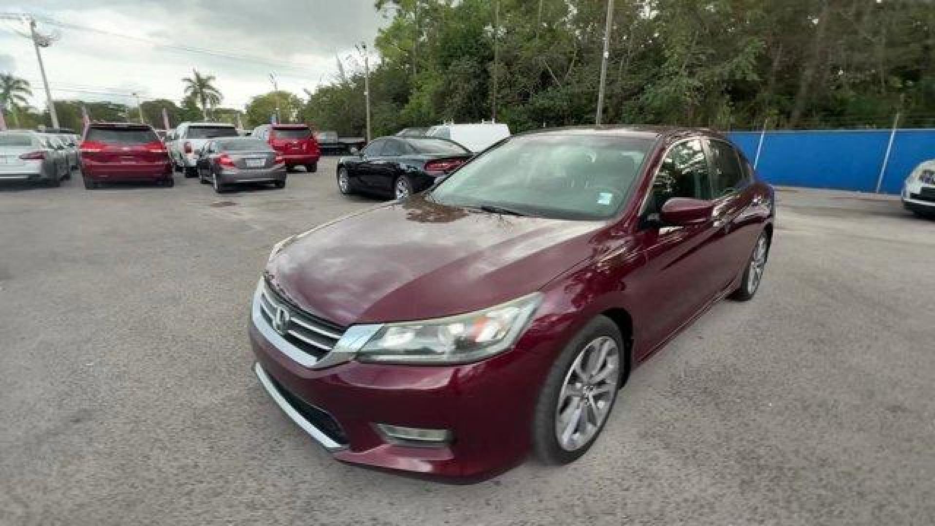 2013 Burgundy Honda Accord Sdn (1HGCR2F58DA) with an 4 2.4L engine, Variable transmission, located at 27610 S Dixie Hwy, Homestead, FL, 33032, (305) 749-2348, 25.510241, -80.438301 - IIHS Top Safety Pick. Scores 35 Highway MPG and 26 City MPG! This Honda Accord Sdn boasts a Gas I4 2.4L/144 engine powering this Variable transmission. Vehicle Stability Assist (VSA) w/traction control, Variable intermittent flush windshield wipers, Tire pressure monitoring system.*This Honda Accord - Photo#0