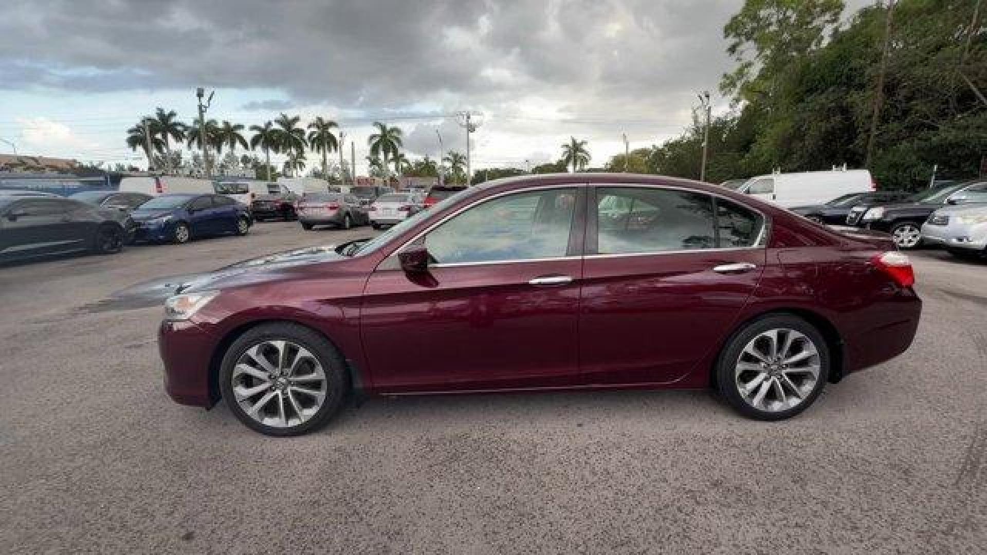 2013 Burgundy Honda Accord Sdn (1HGCR2F58DA) with an 4 2.4L engine, Variable transmission, located at 27610 S Dixie Hwy, Homestead, FL, 33032, (305) 749-2348, 25.510241, -80.438301 - IIHS Top Safety Pick. Scores 35 Highway MPG and 26 City MPG! This Honda Accord Sdn boasts a Gas I4 2.4L/144 engine powering this Variable transmission. Vehicle Stability Assist (VSA) w/traction control, Variable intermittent flush windshield wipers, Tire pressure monitoring system.*This Honda Accord - Photo#1