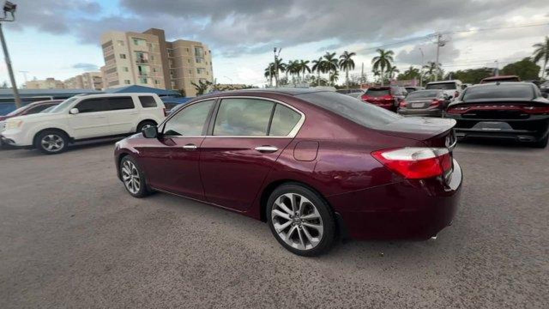 2013 Burgundy Honda Accord Sdn (1HGCR2F58DA) with an 4 2.4L engine, Variable transmission, located at 27610 S Dixie Hwy, Homestead, FL, 33032, (305) 749-2348, 25.510241, -80.438301 - IIHS Top Safety Pick. Scores 35 Highway MPG and 26 City MPG! This Honda Accord Sdn boasts a Gas I4 2.4L/144 engine powering this Variable transmission. Vehicle Stability Assist (VSA) w/traction control, Variable intermittent flush windshield wipers, Tire pressure monitoring system.*This Honda Accord - Photo#2