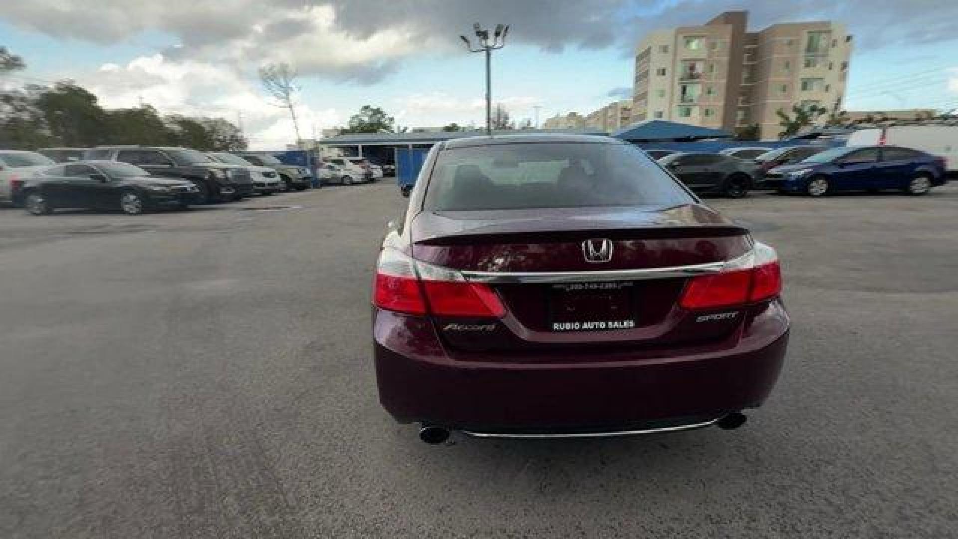 2013 Burgundy Honda Accord Sdn (1HGCR2F58DA) with an 4 2.4L engine, Variable transmission, located at 27610 S Dixie Hwy, Homestead, FL, 33032, (305) 749-2348, 25.510241, -80.438301 - IIHS Top Safety Pick. Scores 35 Highway MPG and 26 City MPG! This Honda Accord Sdn boasts a Gas I4 2.4L/144 engine powering this Variable transmission. Vehicle Stability Assist (VSA) w/traction control, Variable intermittent flush windshield wipers, Tire pressure monitoring system.*This Honda Accord - Photo#3