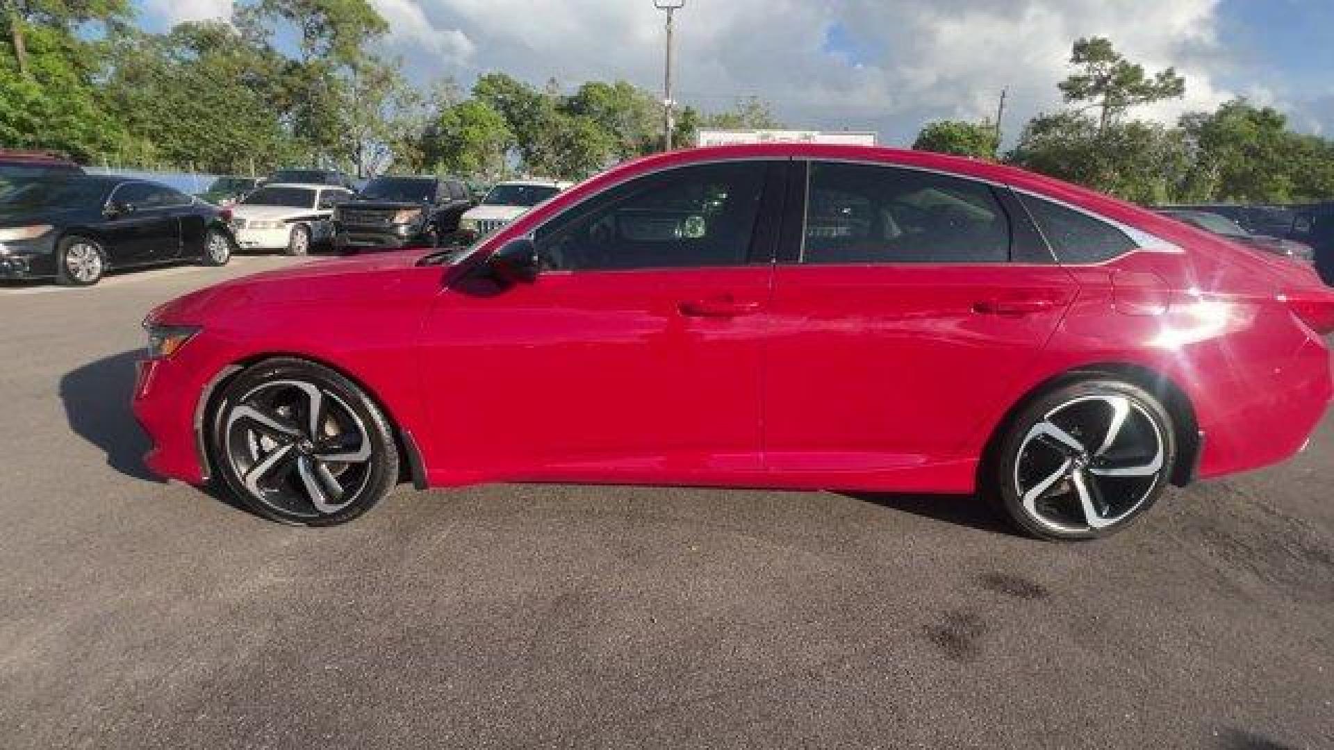 2022 Red Honda Accord Sedan (1HGCV1F46NA) with an 4 1.5 L engine, Variable transmission, located at 27610 S Dixie Hwy, Homestead, FL, 33032, (305) 749-2348, 25.510241, -80.438301 - Scores 35 Highway MPG and 29 City MPG! This Honda Accord Sedan boasts a Intercooled Turbo Regular Unleaded I-4 1.5 L/91 engine powering this Variable transmission. Wheels: 19 Machine-Finished Alloy w/Black Inserts, Vehicle Stability Assist (VSA) Electronic Stability Control (ESC), Valet Function.* T - Photo#1