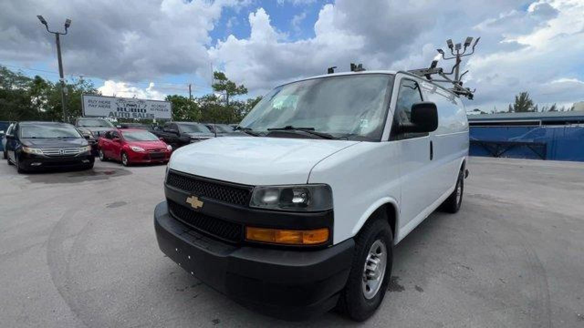 2019 Summit White /Medium Pewter Chevrolet Express Cargo Van (1GCWGAFP0K1) with an 6 4.3L engine, Automatic transmission, located at 27610 S Dixie Hwy, Homestead, FL, 33032, (305) 749-2348, 25.510241, -80.438301 - This Chevrolet Express Cargo Van delivers a Gas V6 4.3L/ engine powering this Automatic transmission. VISORS, DRIVER AND FRONT PASSENGER vinyl in lieu of standard cloth, TRANSMISSION, 8-SPEED AUTOMATIC, ELECTRONICALLY CONTROLLED with overdrive and tow/haul mode, includes Cruise Grade Braking and Pow - Photo#0