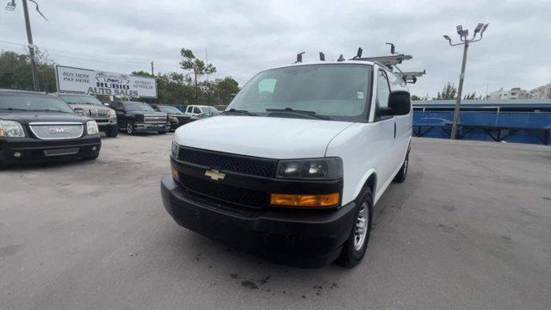 2018 Summit White /Medium Pewter Chevrolet Express Cargo Van (1GCWGAFP4J1) with an 6 4.3L engine, Automatic transmission, located at 27610 S Dixie Hwy, Homestead, FL, 33032, (305) 749-2348, 25.510241, -80.438301 - KBB.com 10 Most Awarded Brands. This Chevrolet Express Cargo Van boasts a Gas V6 4.3L/ engine powering this Automatic transmission. VISORS, DRIVER AND FRONT PASSENGER vinyl in lieu of standard cloth, TRANSMISSION, 8-SPEED AUTOMATIC, ELECTRONICALLY CONTROLLED with overdrive and tow/haul mode, include - Photo#0