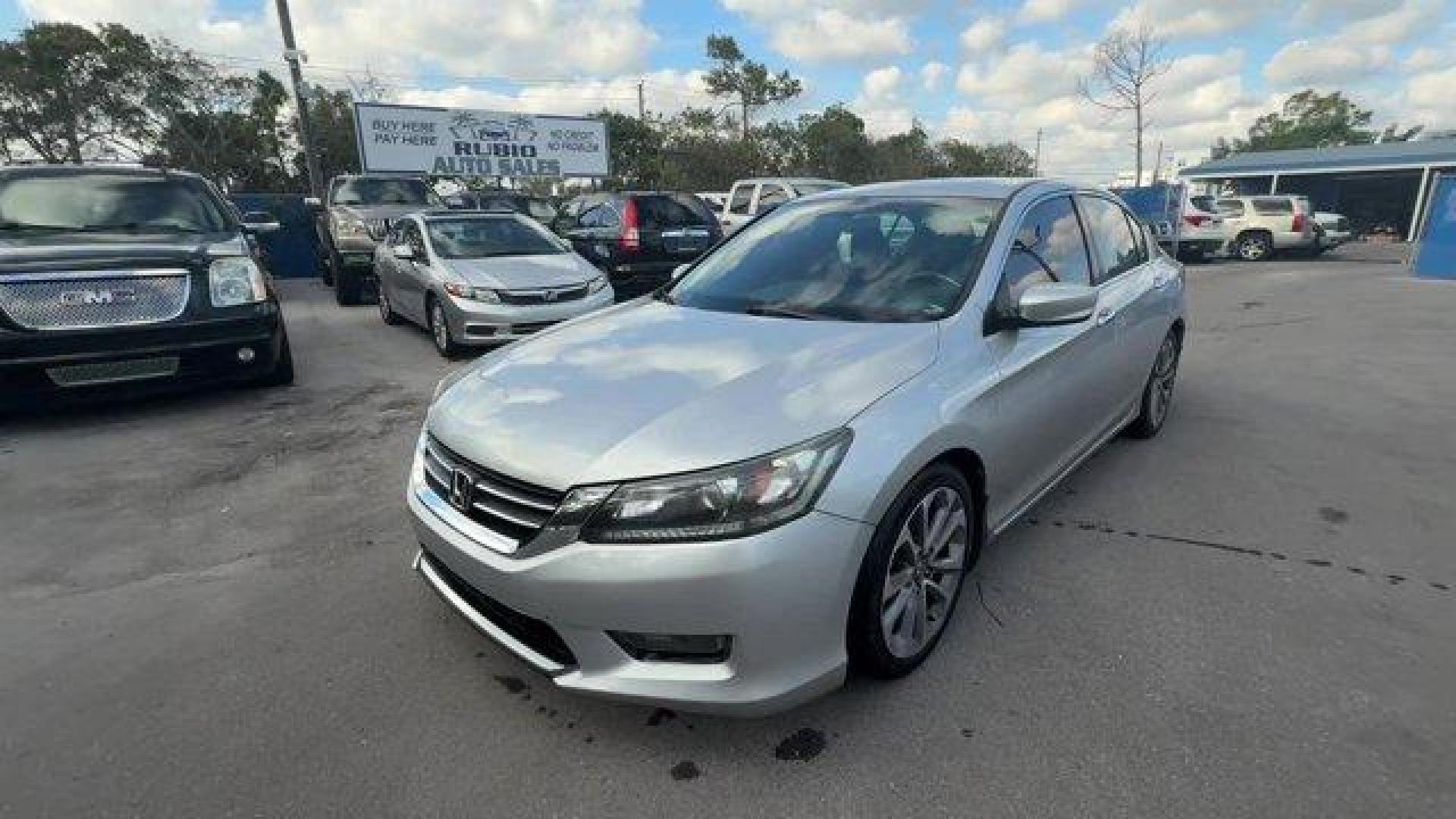 2014 Silver Honda Accord Sedan Sport (1HGCR2F5XEA) with an 4 2.4 L engine, Variable transmission, located at 27610 S Dixie Hwy, Homestead, FL, 33032, (305) 749-2348, 25.510241, -80.438301 - IIHS Top Safety Pick+. Only 101,295 Miles! Boasts 34 Highway MPG and 26 City MPG! This Honda Accord Sedan delivers a Regular Unleaded I-4 2.4 L/144 engine powering this Variable transmission. Window Grid Antenna, Wheels: 18 Alloy, Vinyl Door Trim Insert.* This Honda Accord Sedan Features the Followi - Photo#0