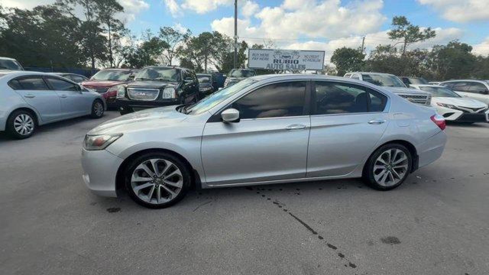 2014 Silver Honda Accord Sedan Sport (1HGCR2F5XEA) with an 4 2.4 L engine, Variable transmission, located at 27610 S Dixie Hwy, Homestead, FL, 33032, (305) 749-2348, 25.510241, -80.438301 - IIHS Top Safety Pick+. Only 101,295 Miles! Boasts 34 Highway MPG and 26 City MPG! This Honda Accord Sedan delivers a Regular Unleaded I-4 2.4 L/144 engine powering this Variable transmission. Window Grid Antenna, Wheels: 18 Alloy, Vinyl Door Trim Insert.* This Honda Accord Sedan Features the Followi - Photo#1